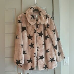 Avec Les Filles blush pink faux fur jacket